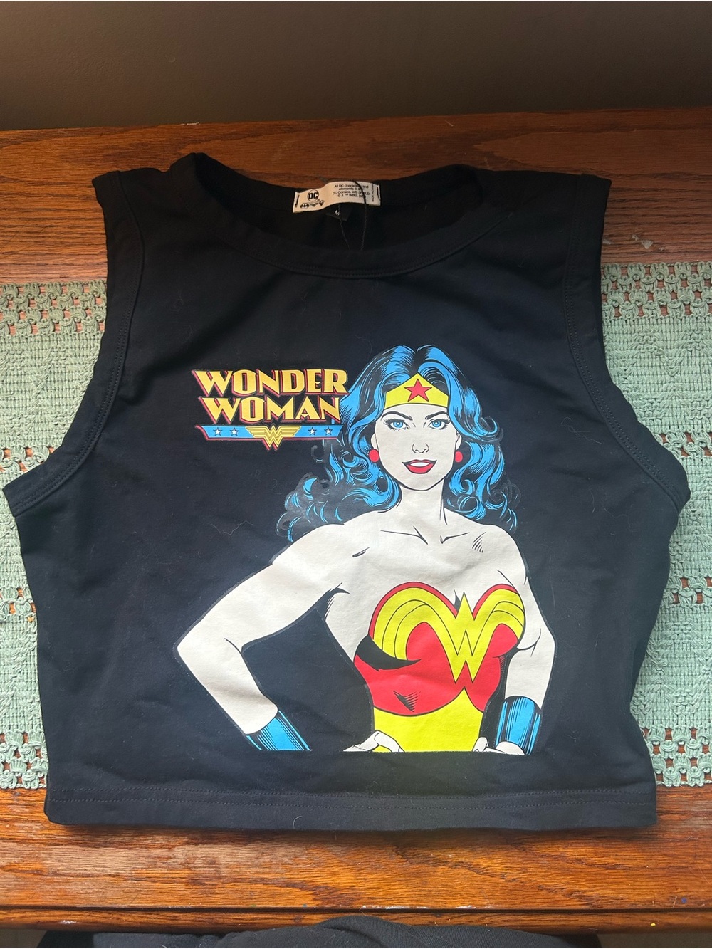 DC Comics Black Wonder Woman Colorblock Crop Top